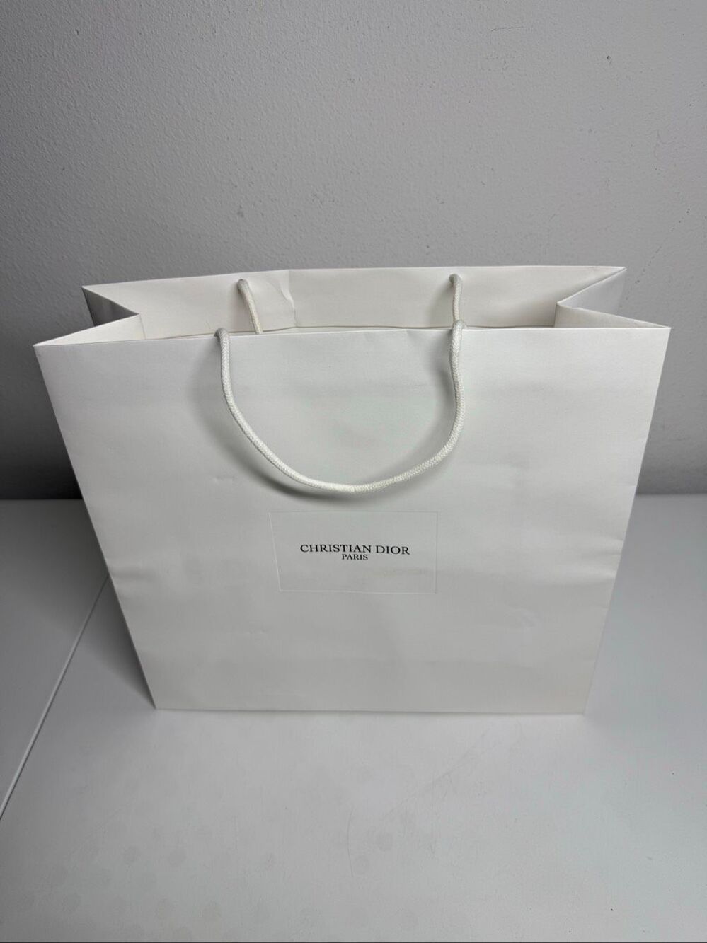 Christian Dior Paris White Shopping Bag Luxury Designer Gift Bag 14″ X 15″